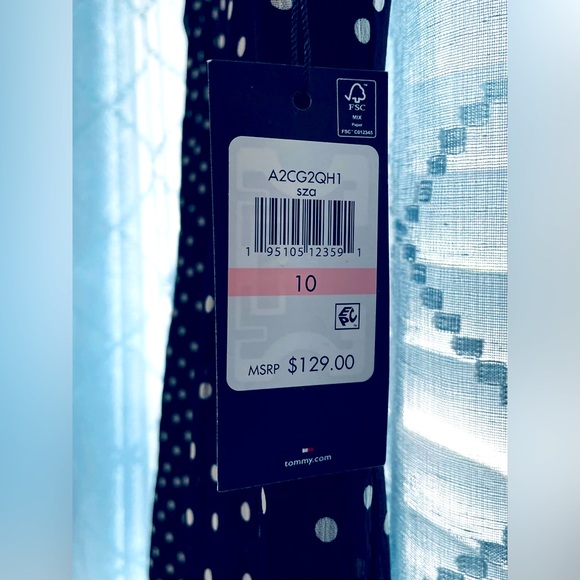 Tommy Hilfiger Chiffon Flutter Sleeve Polka Dot Dress - Picture 5 of 5